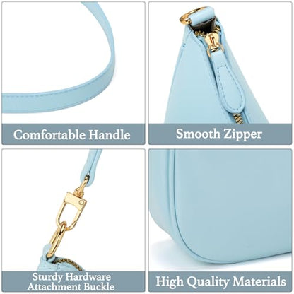 KKXIU Shoulder Bag for Women Cute Hobo Purses and Handbags Retro Clutch Underarm Purse | Cute - color: Light Blue