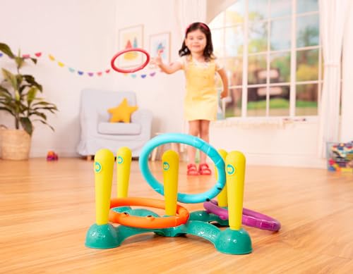B. toys – Ring Toss Game – Indoor & Outdoor – Sling-a-Ring Toss – 12 Pieces – 5 Pegs & 5 Colorful Rings – for Toddlers, Kids – 3+ Years - style: Ring Toss Game