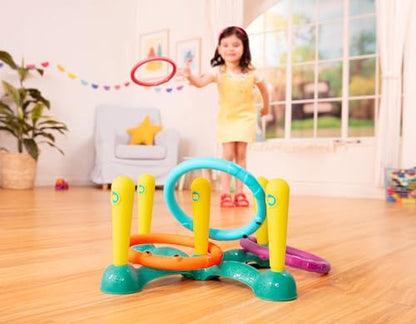 B. toys – Ring Toss Game – Indoor & Outdoor – Sling-a-Ring Toss – 12 Pieces – 5 Pegs & 5 Colorful Rings – for Toddlers, Kids – 3+ Years - style: Ring Toss Game