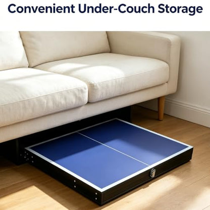 RAKON Foldable Table Tennis Table Portable Ping Pong Table with Net 2 Paddles,3 Balls,Portable Ping Pong Family Game Tables for Outdoor Indoor Use, Blue