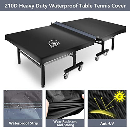 COVERVIN Ping Pong Table Cover,Table Tennis Cover Fits Both Folding Tables & Flat Tables All Weather Waterproof Dustproof UV Protection (Black and Grey)