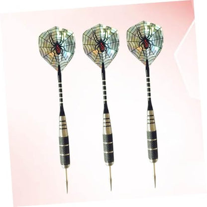 Happyyami 3pcs Professional Aluminum Rod Needle Tip Darts with Spider Pattern Tail Wings Flights for Sports Events and Comfortable for Indoor Outdoor Leisure Use