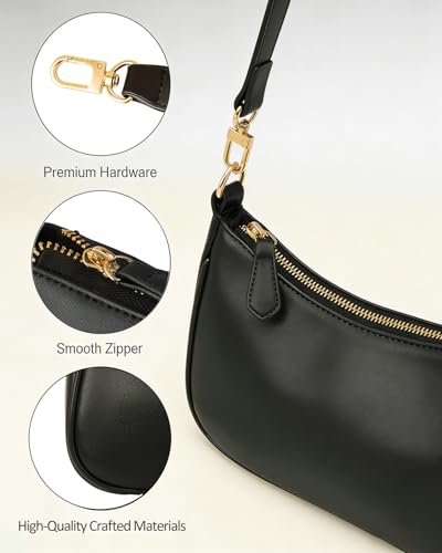 VODIU Clutch Tote Handbags with 2 Removable Straps and Zipper Closure Crossbody Bags Shoulder Purse Handbag for Women - color: Black