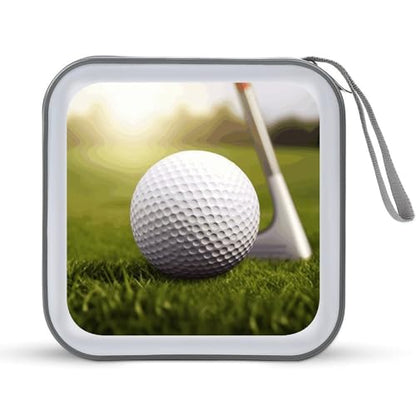 Sport Golf Ball CD Case with Zipper 40 Capacity DVD Case Holder Hard Plastic DVD Disc Storage Box Portable Disc Storage Organizer CD Wallet Bag Media Disc Wallet for Car Home
