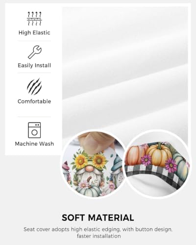 Savannan Office Chair Cover, Pastoral Gnomes Floral Pumpkin Protective Stretch Elastic Universal Cover for Desk Task Chair,Computer Rotating Chair 1 Pcs Black White Buffalo Plaid