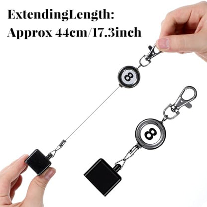 Pool Chalk Holder, Billiard Chalk Holder with Retractable Key Ring, Pool Cue Chalks Holders, Billiards Accessories for Billiard Lovers, Number 8