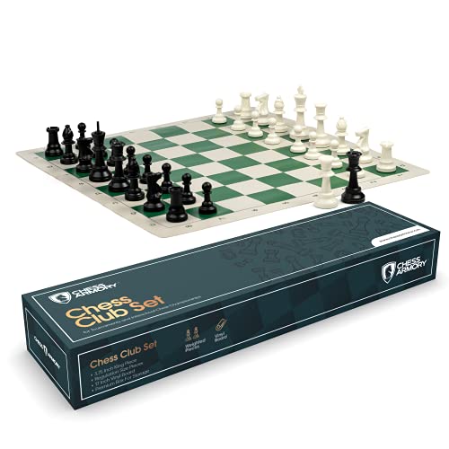 Chess Armory Roll Up Chess Set - 17" On-The-go Travel Chess Set - Vinyl Roll Up Portable Chess Board & 2 Extra Queens - Light and Mobile Chess Set - Play Chess Anywhere, Anytime! - size: 17" Vinyl