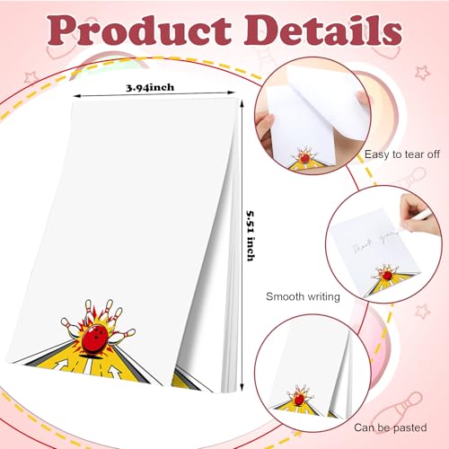 Ctosree 12 Pcs Bowling Gifts Sticky Notes Memo Pads for Bowling Party Favors Decorations Lined Sticky Notes for Daily Use Game Reminders Office Reward Supplies - style: Bowling