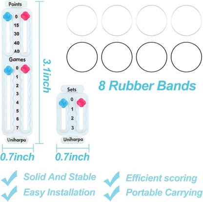 Uniharpa Tennis Score Keeper for Racket Padel,Pack of 4 White Tennis Racket Pickleball Paddle Scorekeeper,Small Score Board Counter for Tennis Trainer,Point Tracker Recording Points,1.9g,4pcs