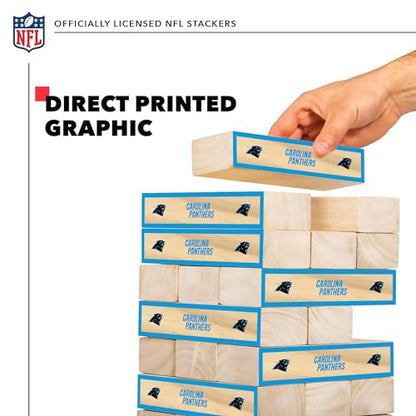Wild Sports NFL Giant Stacking Wooden Blocks – Tumbling Tower Classic Family Game Stacks – Great Gift for Any Football Fan! - color: Carolina Panthers