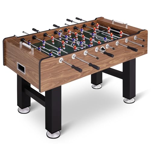 55/58 Inch Large Size Foosball Table, Competition Full Size Soccer Game Table Football Arcade with Leg Levelers, Heavy-Duty Legs & 2 Balls for Adults Indoor Game Room - color: 58 in - Brown