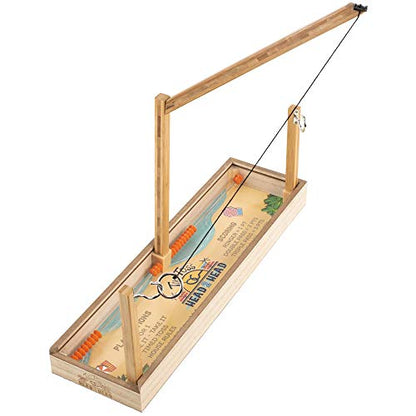 Tiki Toss Ring Toss Game – 20 Inch Desktop Edition - Hook and Ring Games with String and Hooks for Indoor Use, Man Cave Decor & Stuff, Gifts for Men - Wood