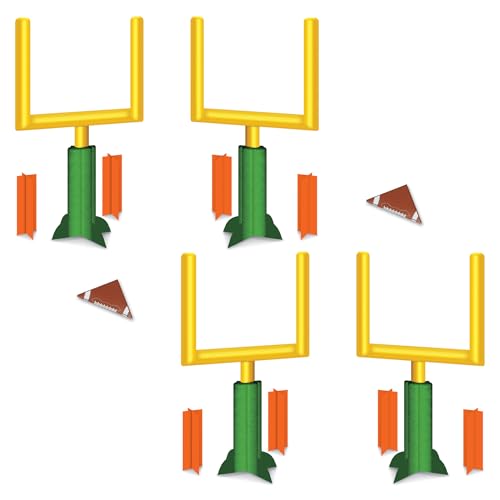 Beistle 3-D Football Goal Post Centerpieces, 2-Pack Printed Cardstock Paper, Interactive Table Decor for Sports Parties, Tailgating, and Game Day Celebrations, 11”