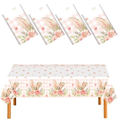 4 Pcs Easter Tablecloth Plastic,Easter Party Decorations Disposable Bunny Tablecloth Spring Table Cover,54x108 Inch - color: Easter