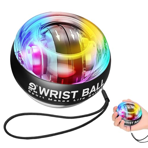 JIN BD Auto-Start Wrist Ball, Gyroscopic Desk Toy & Wrist Trainer（Black LED Light Model）
