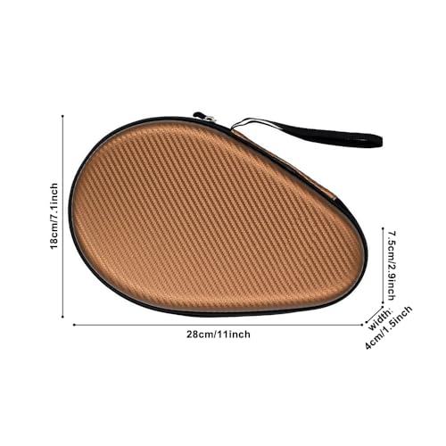 MiOYOOW Table Tennis Racket Case, Hard Shell Ping Pong Storage Bag Ping Pong Paddles Case with Zipper Can Hold 2 Short-Handled Rackets or 1 Long-Handled Racket - color: Straw mat pattern khaki