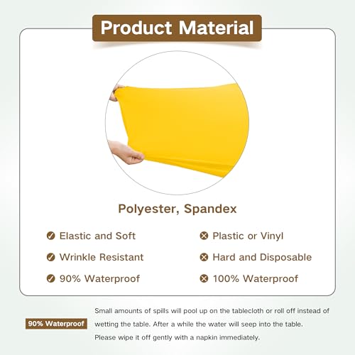 Square Fitted Table Cover Elastic Tablecloth Stretch Spandex Table Topper Cap Cover for Dining Kitchen Home Party Yellow 34X34 Inch - color: Yellow, size: 34" x 34" (Square)