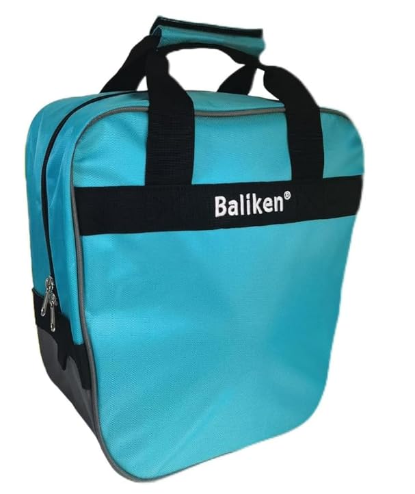 BALIKEN Bowling Single Tote Bag, Durable, Compact and Stylish Durability Easy to Carry Holds One bowling ball - color: Teal/Grey