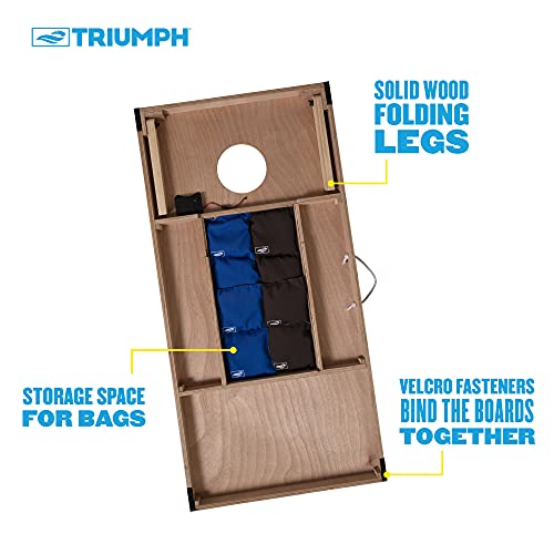 Triumph Sports LED Regulation Cornhole Board Set with Light-Up Boards, 8 Weather-Resistant Cornhole Bags & Durable All-Wood Design Perfect for Tailgates, BBQs, Parties & Backyard Fun