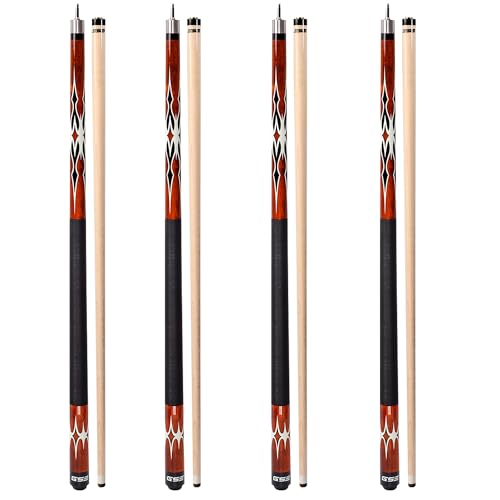 GSE Games & Sports Expert 58" 2-Piece Canadian Maple Hardwood Billiard Pool Cue Sticks for Men/Women, House or Commercial/Bar Use (Several Colors, Weight 18oz, 19oz, 20oz, 21oz Available) - color: Brown, style: set of 4