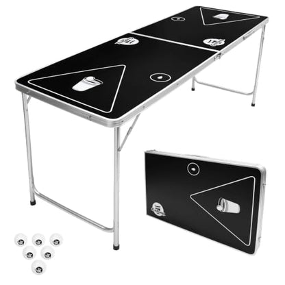 GoPong 6-Foot Cup Pong Table - Portable Folding Small Table for Party Games | Perfect for Indoor and Outdoor Games - Flip Cup Table with 6 Seamless Balls for Perfect Bounce