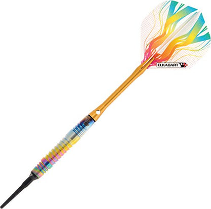 Elkadart Rainbow 90% Tungsten Soft Tip Darts with Storage/Travel Case - style: Shark Fin (16 Grams)