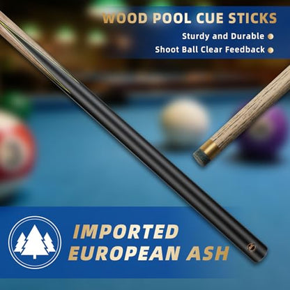 AKLOT Pool Cues Sticks, 57" /36" Billiard Cues Sticks 13/12mm Tip One Piece Wood Pool Cue with 20/12oz Pool Sticks for Adults Beginners Small Spaces Bar - size: Black Pool Cues Set of 4