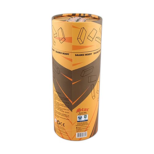 Balance Woody Stacking Tumbler Tower with Heavy-Duty Orange Box, Premium Quality Wooden Blocks Game for 2-8 Person, Outdoor Family and Friends Camping Game Night for Adults