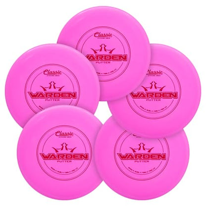 Dynamic Discs Warden Disc Golf Putter 5-Pack | Straight Flying Beadless Putt & Approach Set | Grippy Classic Plastic Feel | Smooth Release & Consistent Control | 170g+ (Colors May Vary) - size: 5-Pack (Classic Blend)