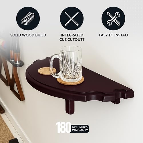 Hathaway Premium Half Moon Wall Shelf - color: Mahogany Finish