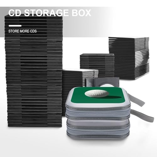 Simple Golf Ball on Green CD Case DVD Storage Case Portable for Car Home Travel