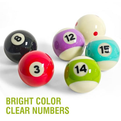 Pool Balls Set – 2-1/4" Regulation Billiard Balls, 16 Resin Ball Set for Pool Tables, Complete Standard Replacement
