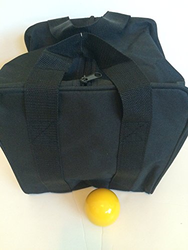 BuyBocceBalls Unique Bocce Accessories Package - Heavy Duty Nylon Bocce Bag (Black with Black Handles) and Official Tournament-Grade Yellow 60mm Pallino