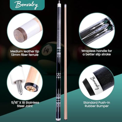 Pool Cue Kit - Stained Maple 58 Inch Pool Stick with Hard Case and Accessories for Billiards Enthusiasts - color: Grey, style: 21oz