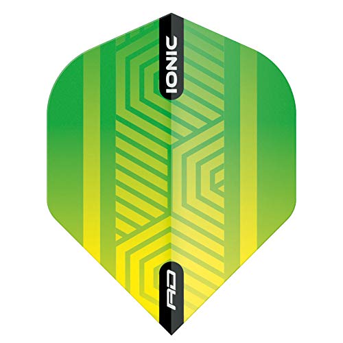 RED DRAGON Hardcore Ionic Dart Flights - 3 Sets Per Pack (9 Dart Flights in Total) - color: Green and Yellow