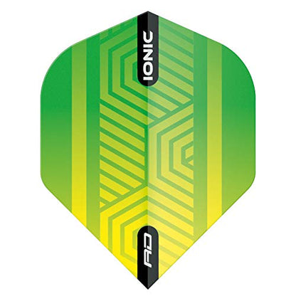 RED DRAGON Hardcore Ionic Dart Flights - 3 Sets Per Pack (9 Dart Flights in Total) - color: Green and Yellow