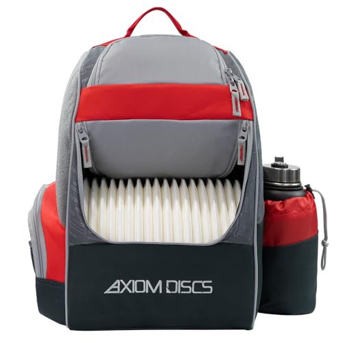 Axiom Discs Shuttle Disc Golf Backpack Bag (Choose Your Style and Color) - color: Dark Gray/Red, style: With Velcro Side Panel