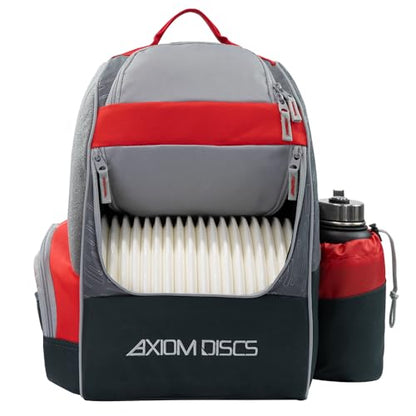 Axiom Discs Shuttle Disc Golf Backpack Bag (Choose Your Style and Color) - color: Dark Gray/Red, style: With Velcro Side Panel