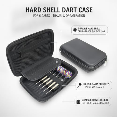 Hard Shell Dart Case for 6 Darts, EVA Construction, Compact Travel Storage Wallet for League Matches and Home Organization (1 PC)