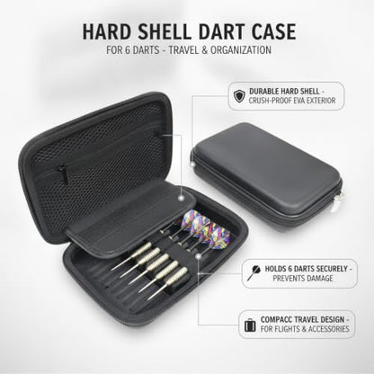 Hard Shell Dart Case for 6 Darts, EVA Construction, Compact Travel Storage Wallet for League Matches and Home Organization (1 PC)