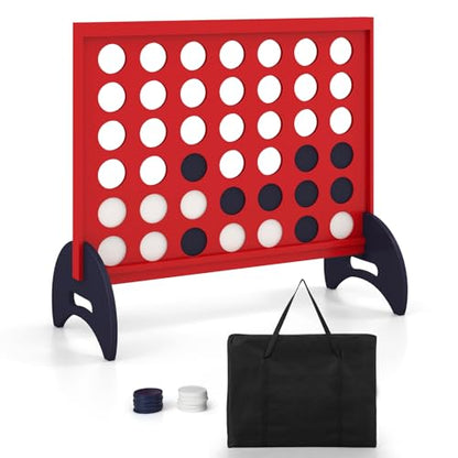 GLACER Giant 4-in-a-Row Game Set, Indoor/Outdoor Connect Game 4 w/ 42 Jumbo Chips & Quick-Release & Heavy-Duty 600D Oxford Storage Bag, 4-to-Score Game Set for Kids & Adults, Parties & Backyard