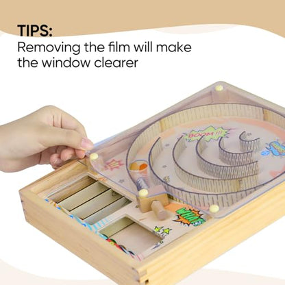 Wooden Pinball Toy,Marble Pinball Machine,Rotating Track 10 Pinball Scoring Game Set for Kids 8-12 and Adults Shooting Games for Office Stress Relief