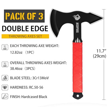 NedFoss Bear Throwing Axe Set with TPR Handle, 11.7“ Full Tang Throwing Axes for Axe Throw, Throw Game for Recreation and Competition - style: Throwing, axe throwing game for backyard,axe throwing game, ax throwing game set for adults,axe throwing set,out