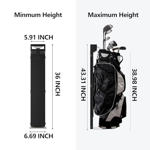 Wall Mount Golf Bag Storage Rack - Wall Mount Rack for Garage, Club Dock for Golfing Bag | Space Saving | Easy Install & Use - color: Black