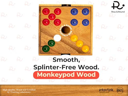 Row & Round Wooden Pig Hole Boardgame – Classic Wood Game for Party Gathering Tabletop Dice Games with Solid Board with PLA Satin 60 Piggies for Table or Outdoor & Indoor 7.28x7.28x1.57 Inch