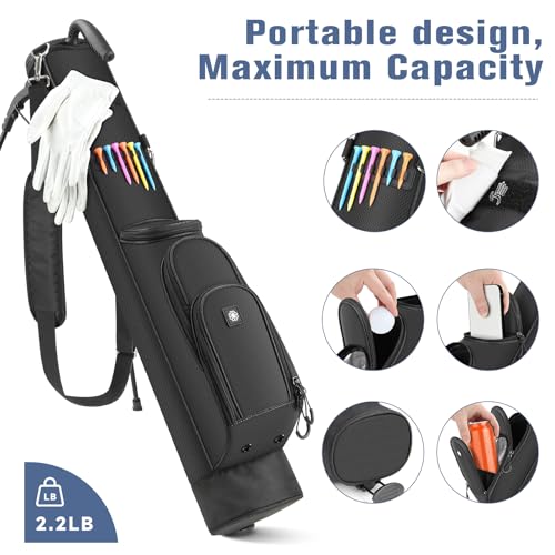 Findway Golf Stand Bag, [Upgraded Generous Space] Small Golf Bag for Driving Range, Par 3 & Executive Courses, Lightweight Sunday Golf Club Carry Bag with 3 Pockets - color: Black