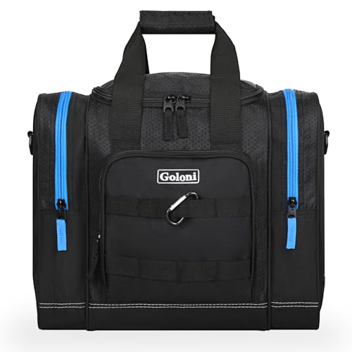 Goloni 1 Ball Bowling Bag for Men, Durable Bowling Tote with Padded Holder & Ventilated Shoe Compartment (Fits Size 14) - color: Black+Blue