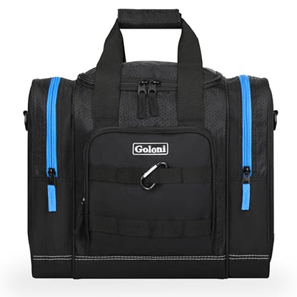 Goloni 1 Ball Bowling Bag for Men, Durable Bowling Tote with Padded Holder & Ventilated Shoe Compartment (Fits Size 14) - color: Black+Blue