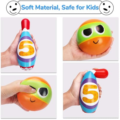 AugToy Kids Bowling Toy Set, Toddler Indoor Outdoor Activity Play Game Toys for Boy Girl, Soft 10 Foam Bowling Pins & 2 Balls, Educational Children Birthday Party Gifts