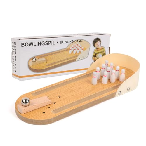 Montessori Mini Tabletop Bowling Set, Wooden Desktop Bowling Game for Toddlers